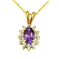 Rylos Necklaces For Women 14K Yellow Gold - February Birthstone Pendant Necklace Amethyst 6X4MM Color Stone Gemstone Jewelry For Women Gold Necklace