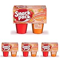 Strawberry and Orange Flavored Juicy Gels, 4 Count Snack Cups (Pack of 4)