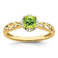 14k Gold Polished Peridot and Diamond Ring Size 7.00 Jewelry Gifts for Women