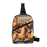Farm Rooster Sling Bag For Women And Men Fashion Folding Chest Bag Adjustable Crossbody Travel Shoulder Bag