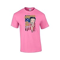 Betty Boop America Land of The Free Home of The Brave Distressed Unisex Short Sleeve T-Shirt Graphic Tee