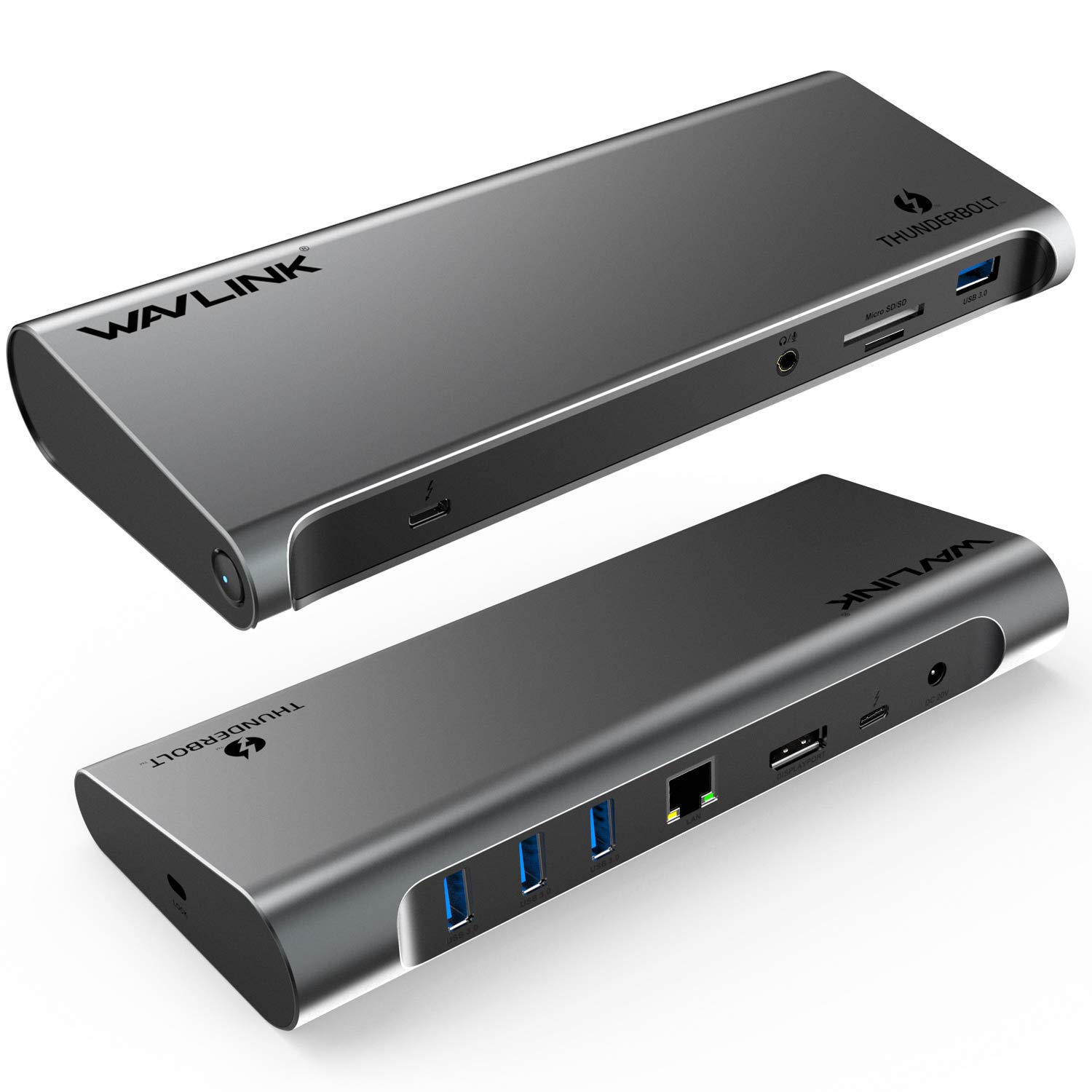 WAVLINK Thunderbolt 3 Universal Docking Station with 4K@60Hz DisplayPort, Gigabit Ethernet, 4 USB 3.0 Ports, SD/TF Card Reader, Audio, 85W Charging...