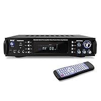 Pyle 4-Channel Bluetooth Home Power Amplifier - 2000 Watt Audio Stereo Receiver w/Speaker Selector, AM FM Radio, USB/SD Card Reader, Karaoke Microphone Input - Home Entertainment System P2203ABTU