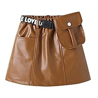 Girls High Low Dress 7 Kids Toddler Child Baby Girls Patchwork PU Leather Skirt Outfit Clothes Girl 6 Years