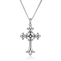 Adabele 1pc Authentic Sterling Silver Cross of Eternal Love Necklace Cubic Zirconia Diamond Gemstone Jewelry Hypoallergenic Nickel Free Women Girl Gift