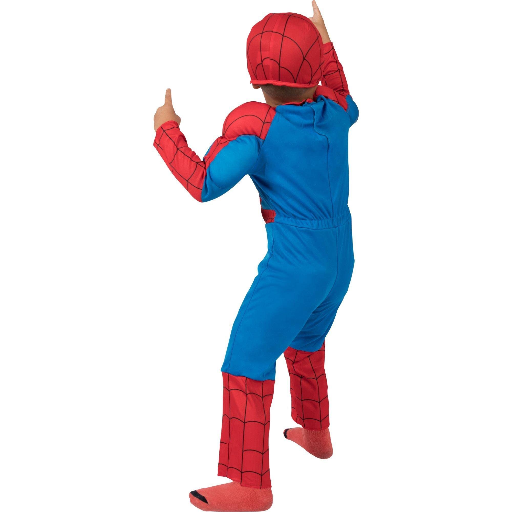Party City Classic Spider-Man Muscle Halloween Costume for Toddler Boys, Includes Headpiece