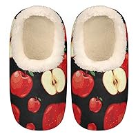 Red Apples Women's Slippers, Fruit Soft Cozy Plush Lined House Slipper Shoes Indoor Non-Slip Slippers for Girls Boys Teenager