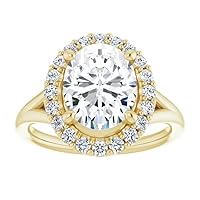 2 CT Oval Cut Moissanite Engagement Rings for Women Wedding Bridal Ring Set 925 10K 14K 18K Solid Yellow Gold Solitaire Halo Eternity Vintage Anniversary Promise Purpose Gift for Her