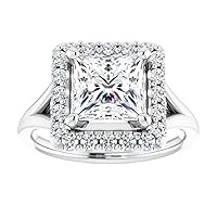 2 CT Princess Cut Moissanite Engagement Rings for Women Wedding Bridal Ring Set 925 10K 14K 18K Solid White Gold Solitaire Halo Eternity Vintage Anniversary Promise Purpose Gift for Her