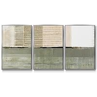 Renditions Gallery Abstract Wall Art Brown Painting Picture Modern Home Deocr Artwork 3 Pieces of Silver Framed Canvas Prints Wall Decorations for Bedroom and Kitchen 16X24 Inch LS008