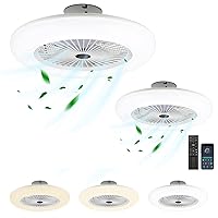 Izrielar 2 x 80 W Ceiling Fan with Lighting Remote Control and App, LED Dimmable Ceiling Light with Fan, 6 Levels Wind Speed, 3 Colour Temperatures for Bedroom, Living Room