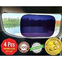 kinder Fluff Car Window Shade (4Pack)-The Only Certified Cockpit & Car Window Sun Shade for Baby & Pilots Proven to Block 99.95% UVR -Mom's Choice Gold Award- Aircraft & Car Seat Sun Protection - XL