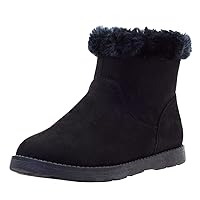 Girls-Boots-Warm-Ankle-Winter-Boots Kids Soft Plush Lining Fur Collar with Zipper Snow Bootie Indoor Outdoor Shoes for Toddler Little Big Kids Girls