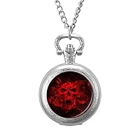 Red Flame Skull Pocket Watches for Men with Chain Digital Vintage Mechanical Pocket Watch