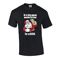 Funny Santa It's A Most Wonderful Time for A Beer Christmas Holiday T- Black