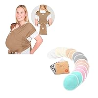 KeaBabies Baby Wraps Carrier, D-Lite Baby Wrap and 14 Pack Bamboo Viscose Nursing Pads - D-Lite Baby Wrap - Easy-Wearing - Washable Breastfeeding Pads - Adjustable Baby Sling Carrier