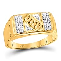 The Diamond Deal 10kt Yellow Gold Mens Round Diamond Dad Father Ring 1/8 Cttw