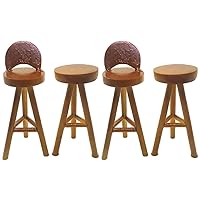 ERINGOGO Home Decorations Miniature Dining Table 4 pcs Household Rocking Chair Bench Bar Stool Wooden Chair Wooden bar Chair Furniture Decorations Toy Miniature Rocking Chair