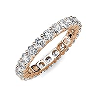 Round Lab Grown Diamond Women Common Prong Eternity Ring Stackable 3.75 ctw-4.50 ctw 14K Gold