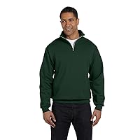8 oz., 50/50 NuBlend Quarter-Zip Cadet Collar Sweatshirt (995M)- FOREST GREEN,2XL