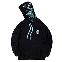 Niepce Inc Streetwear Men's Dragon Embroidered Heavyweight Graphic Hoodies