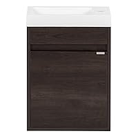 Spring Mill Cabinets Kambree Small Floating Bathroom Vanity with 1-Door Cabinet and White Sink Top, 15.75