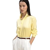 LilySilk Womens Pure Silk Shirt Ladies 22MM Undyed Natural Silk Blouses Classic Basic Long Sleeve Shirt Casual
