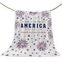4th of July Throw Blankets, Patriotic America Stars Fireworks Soft Fleece Blanket Decorative for Home Sofa Couch Chair Living Bedroom,40x60 Inches, Red White Blue