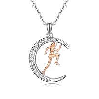 HARMONY BOLA Runner Necklace for Women Sterling Silver Keep Running Moon Necklaces Runner Jewelry