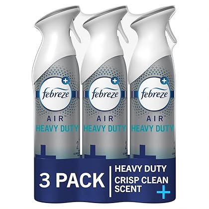 Febreze Air Freshener Spray/Deodorizer Odor Fighter Spray For Strong Odors, Heavy Duty Crisp Clean Scent, 8.8 Oz (Pack of 3), Bathroom Air Refresher