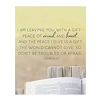 I AM Leaving You With Peace -John 14:27- Bible Verse Wall Art, This Typographic Christain Scripture Wall Decor Photo Print Makes Ideal Home Decor, Office Decor, and Christain Gift, Unframed - 8x10”