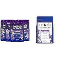 Dr Teal's Sleep Soak with Pure Epsom Salt, Melatonin & Essential Oil Blend, 3 lb (Pack of 4) & Epsom Salt Soaking Solution, Soothe & Sleep, Lavender, 3lbs (Packaging May Vary)