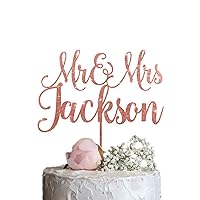 Custom Wedding Cake Topper with Last Name, Elegant Mr and Mrs Cake Topper, Sweet Wedding Cake Topper, Rose Gold Silver Glitter