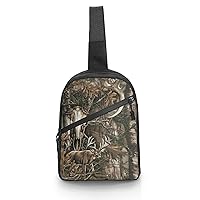 Deer Hunting Camo Buffalo Skull Sling Backpack Bag Travel Hiking Daypack Chest Bag Cross Body Shoulder Bag for Men Women