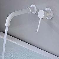 Taps,Faucets,Bathtub Mixer Tap,Basin Mixer,Roman Tub Faucet,Brass Wall Mounted Bathroom Basin Faucet Wall Sink Swivel Spout Bath Mixer Tap/White