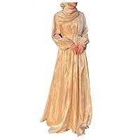 Women's Eid Muslim Abaya Lantern Sleeves Gorgeous Party Dresses Solid Color Pearl Abaya Dubai Abaya Streamer Tail Vest