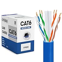 Cmple - Cat6 Cable 1000ft Bulk Lan Ethernet Cat 6 Wire Network UTP 23AWG CMR Riser 10Gbps 550 MHz Pull Box 1000 Feet, Blue
