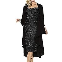 Women's Elegant Floral Lace Mother of The Bride Dress 2 Pieces Sets Cocktail Wedding Party Evening Gowns
