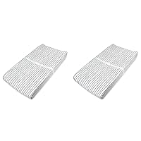 American Baby Company Printed 100% Natural Cotton Jersey Knit Fitted Contoured Changing Table Pad Cover, Silver Black Stripe, Soft Breathable, for Boys and Girls (Pack of 2)