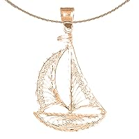 Sail Boat Necklace | 14K Rose Gold Sail Boat Pendant with 18