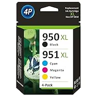 950XL 951XL Ink Cartridges Combo Pack Compatible for HP 950 951 Ink Cartridge Use with OfficeJet Pro 8600 8610 8620 8110 8630 8660 8640 8615 76DW 251DW Printer (4 Pack)