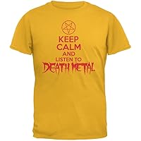 Old Glory Keep Calm and Listen to Death Metal Gold Adult T-Shirt - X-Large