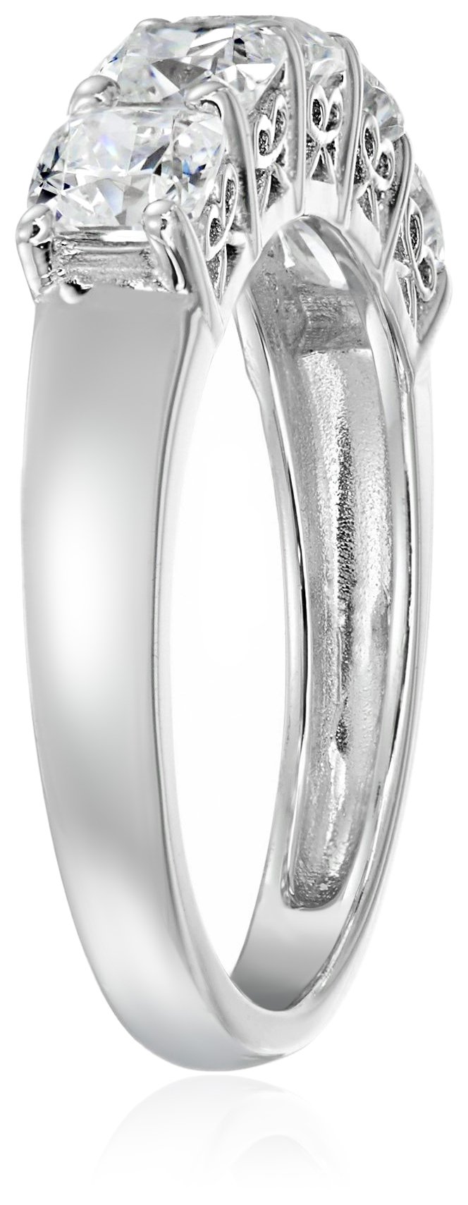 Amazon Collection Platinum or Gold Plated Sterling Silver Fancy Cut 5-Stone Ring made with Infinite Elements Zirconia