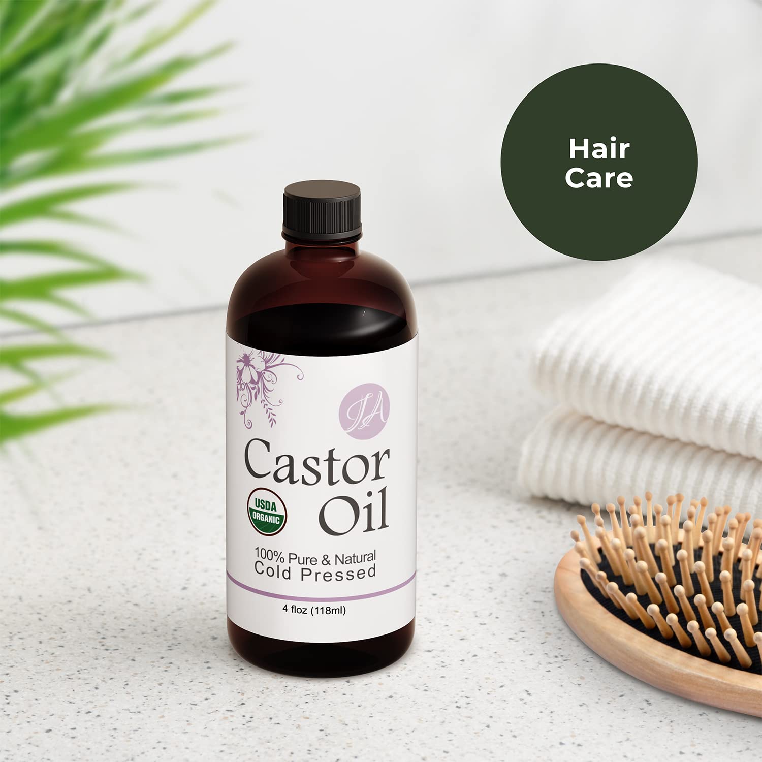 Castor Oil (Organic - 4oz) Pure & Natural - Cold Pressed - All-Natural Carrier Oil Solution for Lashes, Eyebrows, Hair, & More!