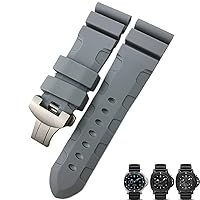 Nature Rubber 24mm Watch Band For Panerai Submersible Luminor PAM Black Blue Red Orange Strap Butterfly Clasp