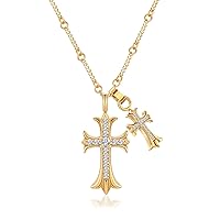 Cross Necklace for Women 18K Gold Necklace Jewelry for Women Trendy Double Cross Necklace for Girls Y2k Chains