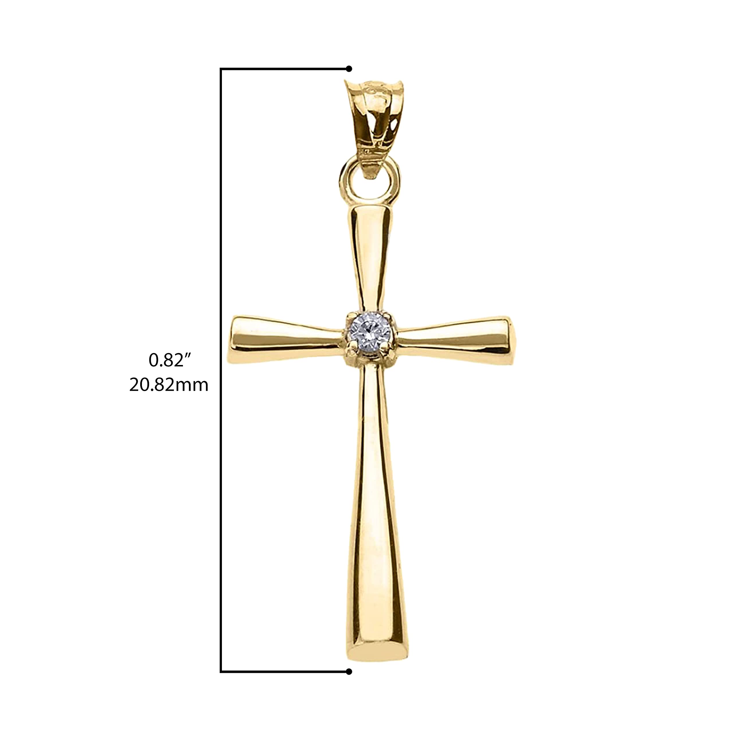 14K White, Yellow, or Rose Gold Solitaire Diamond Accented Cross Pendant Charm (K-M Color, Promo Clarity)