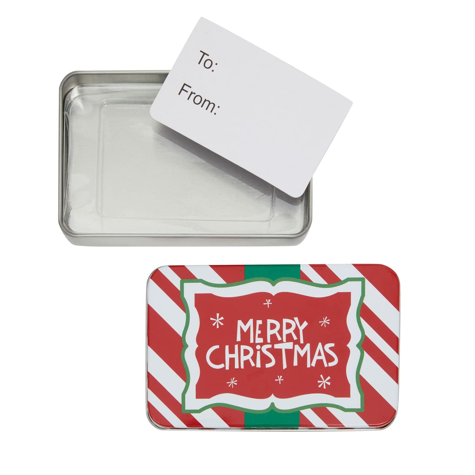 Juvale 5 Pack Christmas Gift Card Holders with Lids, Decorative Tin Boxes for Stocking Stuffers (4.9 x 3.2 x 0.8 In)