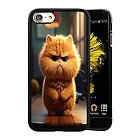 Phone Case Compatible with iPhone SE2022/SE/7/8 Cute Funny Cat Designer Art Black Frame Shockproof and Slim Rubber TPU Material with Uniqe Design