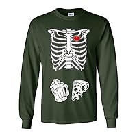 Long Sleeve Adult T-Shirt Skeleton Pizza and Beer Funny DT